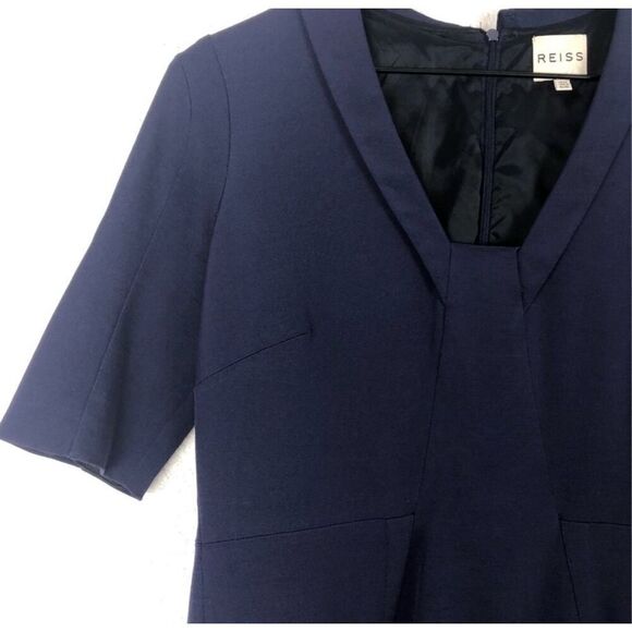 Reiss Navy Dress Angel Fitted Panel Short Sleeve size 8 - Picture 4 of 10